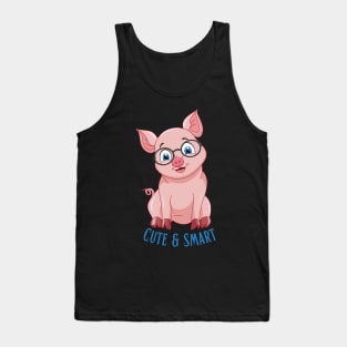 Cute and Smart Cookie Sweet little pink piggy in glasses cute baby outfit Tank Top